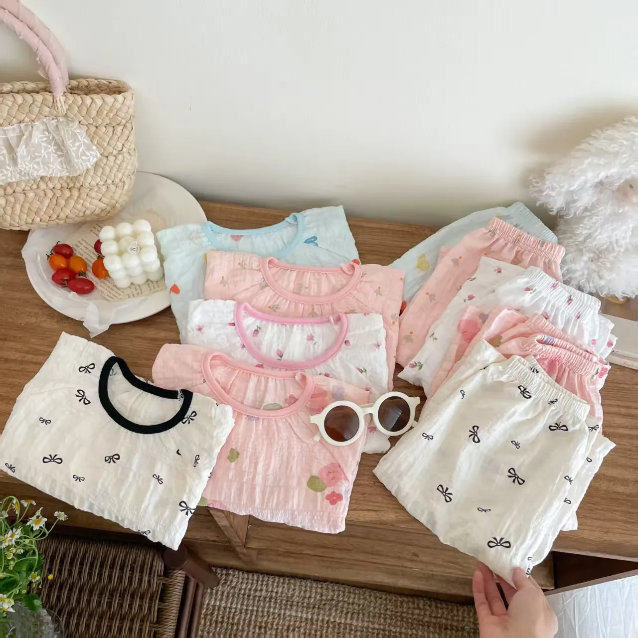 Frühling Atmungsaktive Kinder Nachtwäsche Sets 0-7Y Kinder Mädchen Gedruckt Homewear Pyjama Sets Sommer Gaze Stoff Weiche Täglichen Loungewear – Detail 18