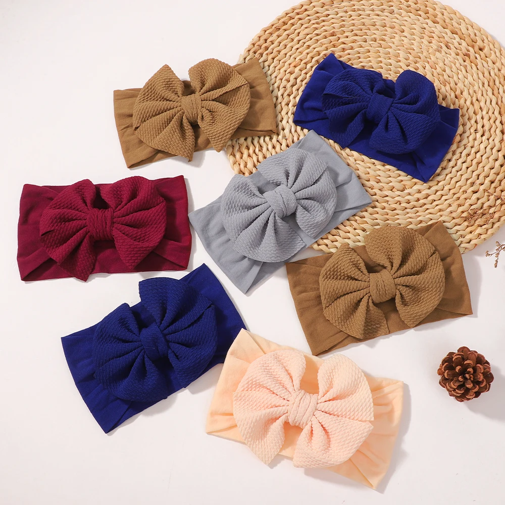 

10 шт., случайный темно-синий цвет, детская повязка на голову, эластичная нейлоновая защитная повязка на голову, милое платье с бантом, повседневный головной убор