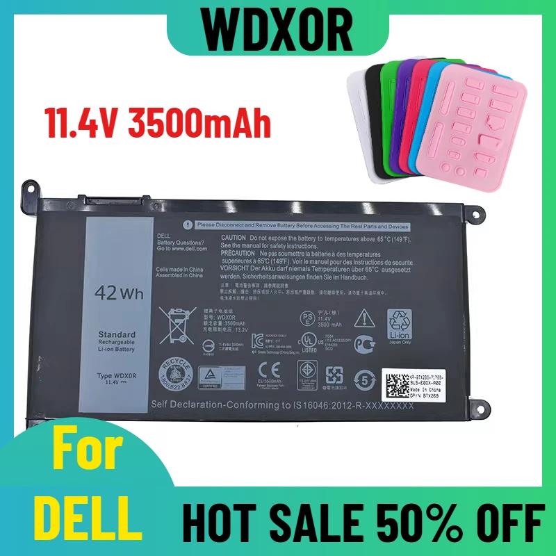

11.4V 3500mAh for DELL Inspiron WDX0R 3CRH3 T2JX4 FC92N Laptop Batteries