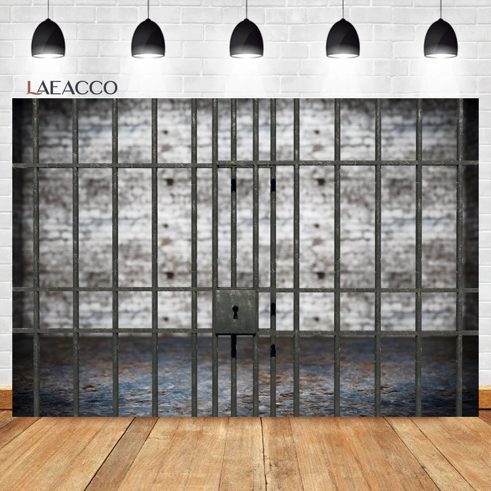 Laeacco Prison Cell Room Backdrop Dark Jail Cell Bed Bloodstains Murder Mystery Crime Scene Kids Portrait Photography Background