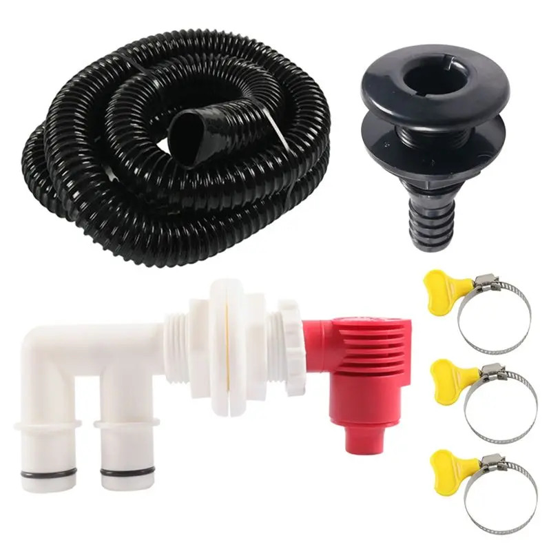 Livewell Valve Kit Marine Drain& Aerator Valve+ 29Mm/2M Hose 3/4 Drain Port Fishing Boat Drain Valve Aerator Kit-M53K