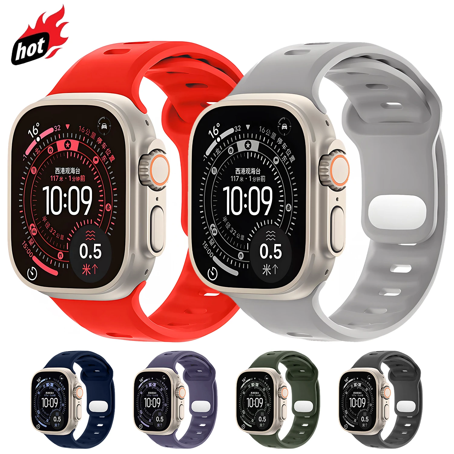 Armband für Apple Watch Band 46 mm 49 mm 44 mm 45 mm 41 mm 40 mm 42 mm weiches Silikon Sportarmband iWatch Serie 11 10 8 7 SE 6 9 Ultra