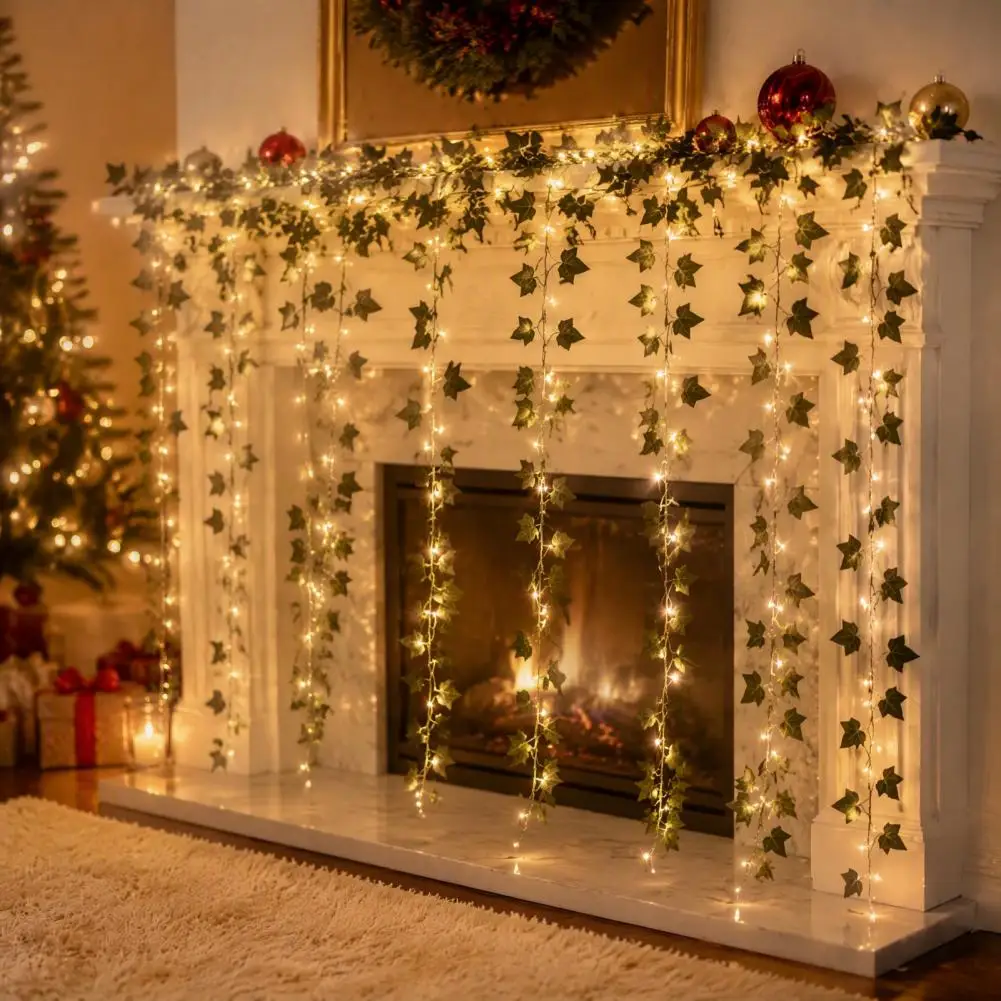 Artificial Ivy String Lights Fake Ivy Leaves with Lights 32.8ft Ivy Vine Fairy Lights Artificial Garland String for Bedroom