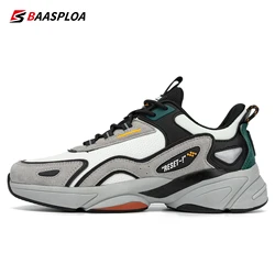 Baasploa Men Sneaker Spring Running Shoes Non-slip Breathable Casual Walking Shoes Comfortable Leather Sneakers Male Tenis Shoes