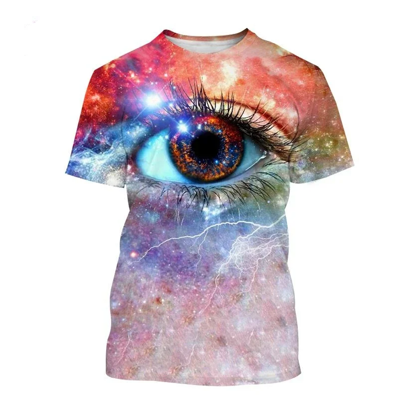 New Hot Sale Funny Eye Art 3D Print Men\'s Short Sleeve Cool T-shirt Fashion Design Short Sleeve Tops