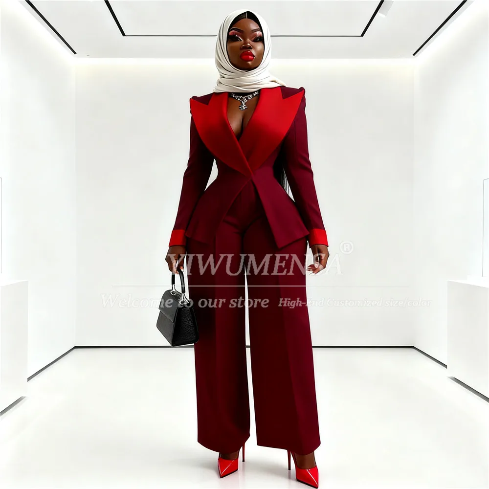 Unique Design Suit Women 2 Pieces Sets Wide Label Prom Blazers Customized Lady Business Party Attire Female Dinner Party Tuxedos