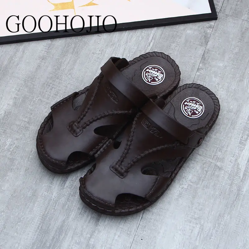 Summer Men Shoes High Quality Men Sandals Slip-on Beach Men Slippers Soft Black Male Sandals Rubber Slippers Wear-resistant