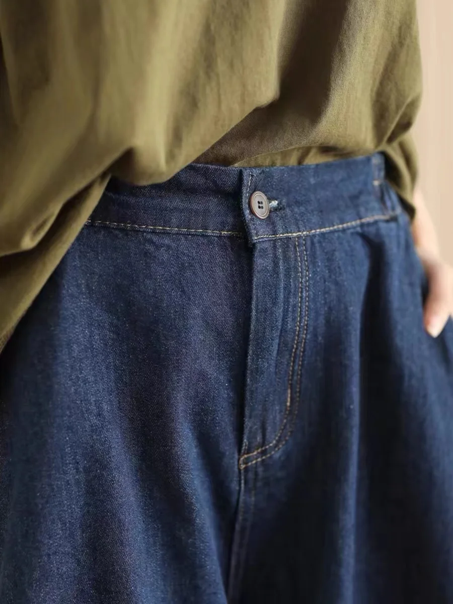Retro-Jeans mit geradem Bein für Damen, Faion, lockere, lässige Hose mit weitem Bein, hohe Taille, lange Hose, Schlankheitseffekt, neun Punkte