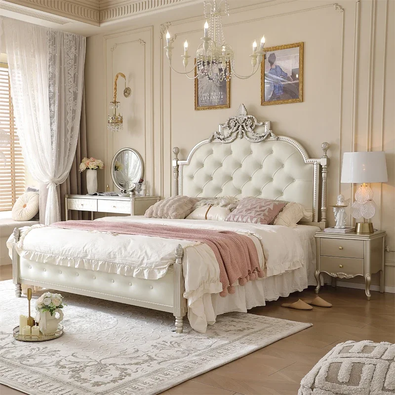 

Confortable Wedding Bed Aesthetics Fashionable Design American Style Apartment Bed High End Double Vintage Muebles Furniture