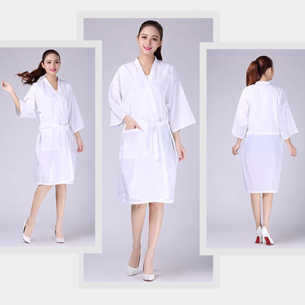 

Hairdresser Gown Client Smock White Stylist Robe Salon Ladies Grooming Apron Long for Hairstylist Baby