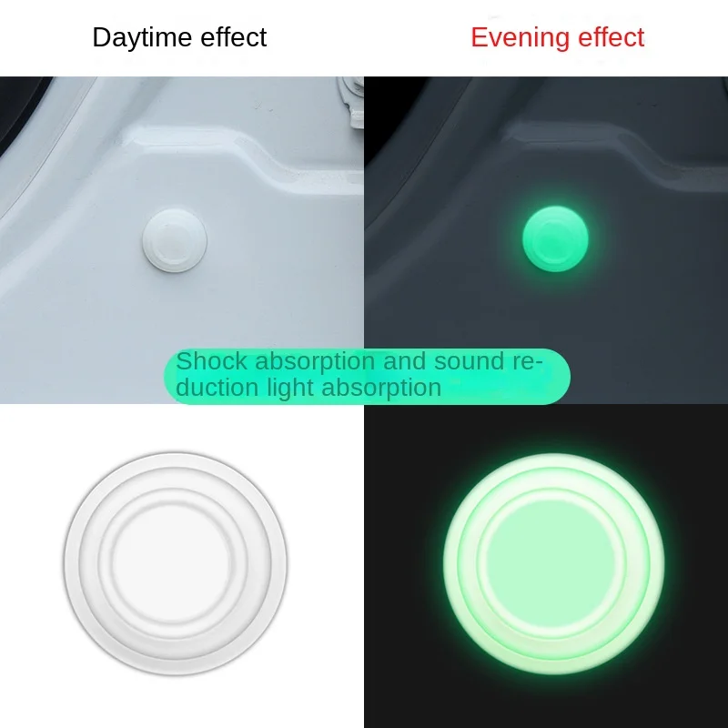 4PCS Car Door Shock-absorbing Pad Silent Pad Sticker Car Trunk Sound Insulation Pad Thick Pad Sticker Luminous Car Accessories