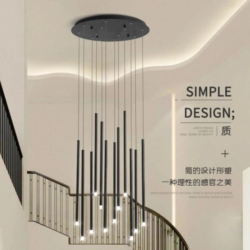 Minimalist Gold Led Chandeliers Light Modern Home Deco Staircase Hanging Lamp Loft Chandelier