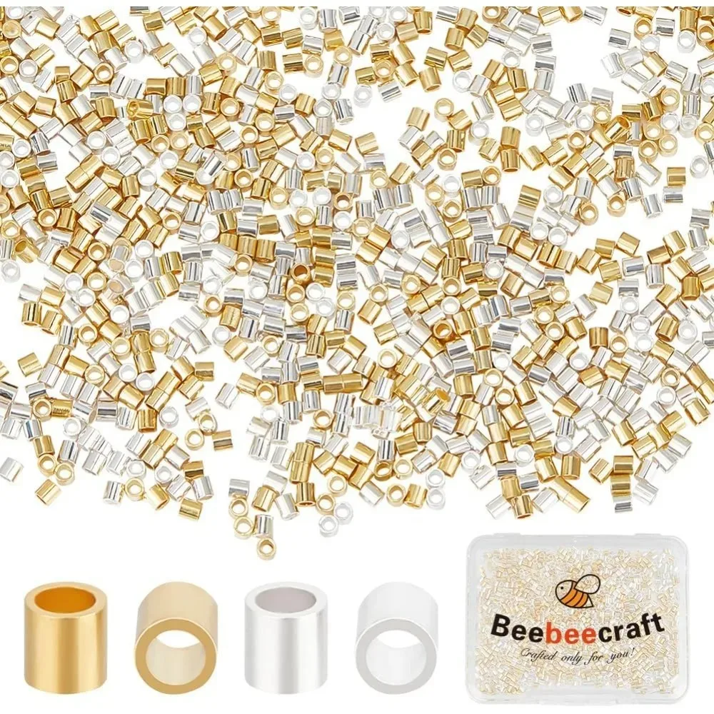 

1000Pcs 2 Color Crimp Tube Beads Column Spacer Beads Link Connector for Bracelet making kit