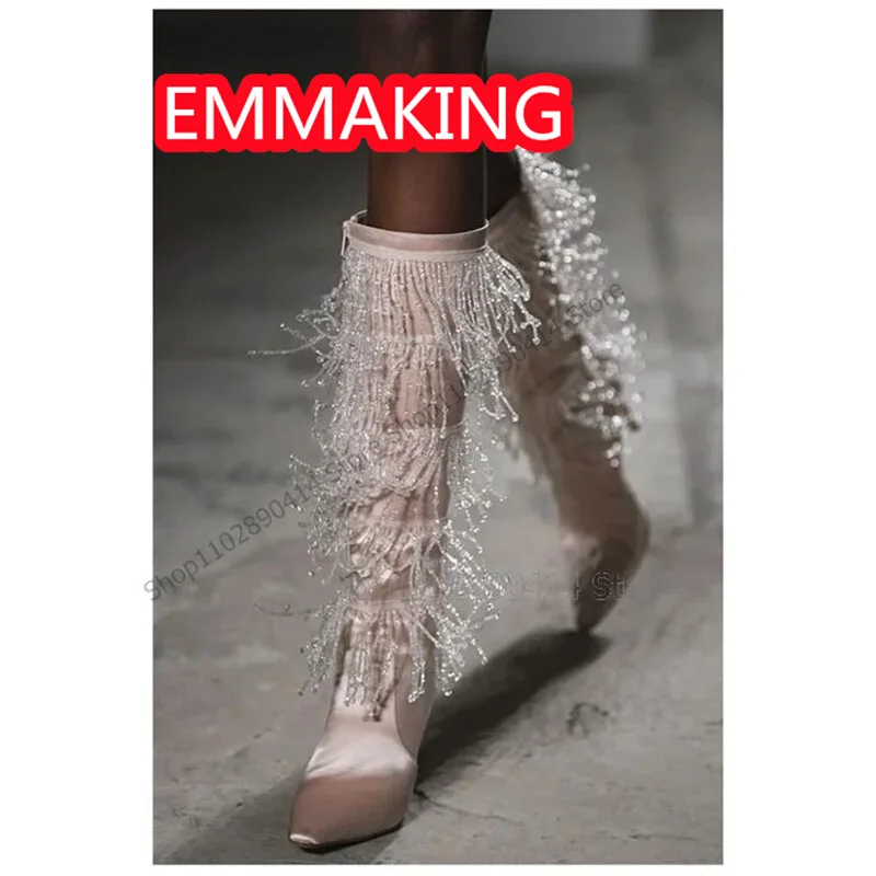 جديد الديكور شرابات موضة مثير النساء المدرج الأحذية أشار تو حفلة ضوء أصفر شتاء روما حذاء برقبة للركبة أحذية السيدات