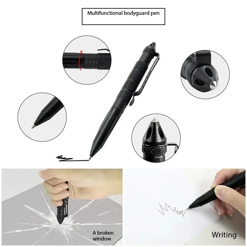 1Pcs Tool Pens Multi-functional Pen Tactical Tungsten Steel Rotating Unisex Pen Window Glass Metal Ballpoint Multifunctional