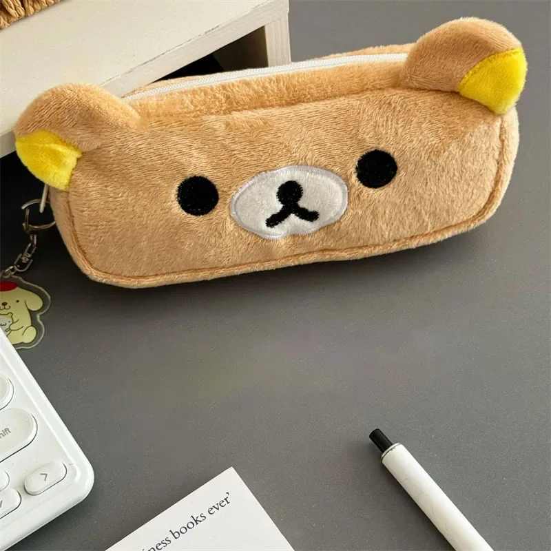 Kawaii Rilakkuma مقلمة للأطفال الفتيات لطيف الكرتون الدب قلم رصاص الحقيبة المنظم القلم حقيبة القرطاسية المدرسية الهدايا Ins Hot