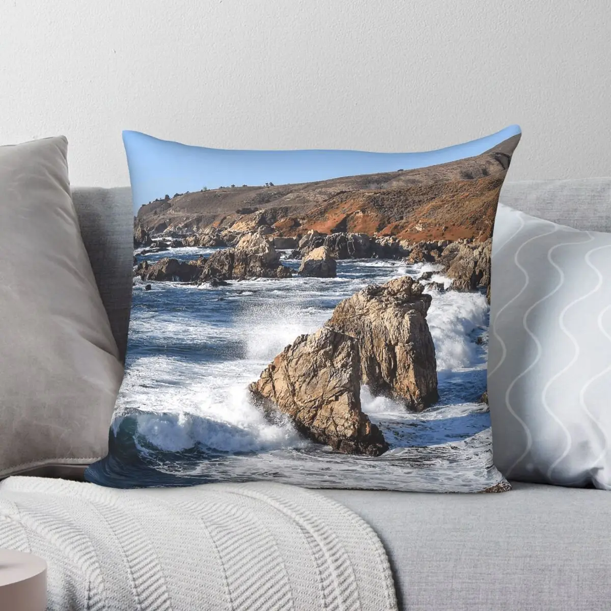 

Big Sur California Square Pillowcase Polyester Linen Velvet Creative Zip Decorative Pillow Case Sofa Seater Cushion Cover
