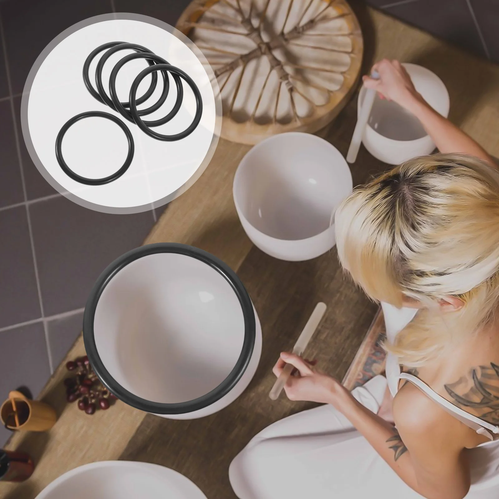 5 PCS Sound Bowl Pad O-Ring Cushion for Singing Crystal Washer Rubber Nepal Singing Bowl O- Buddha