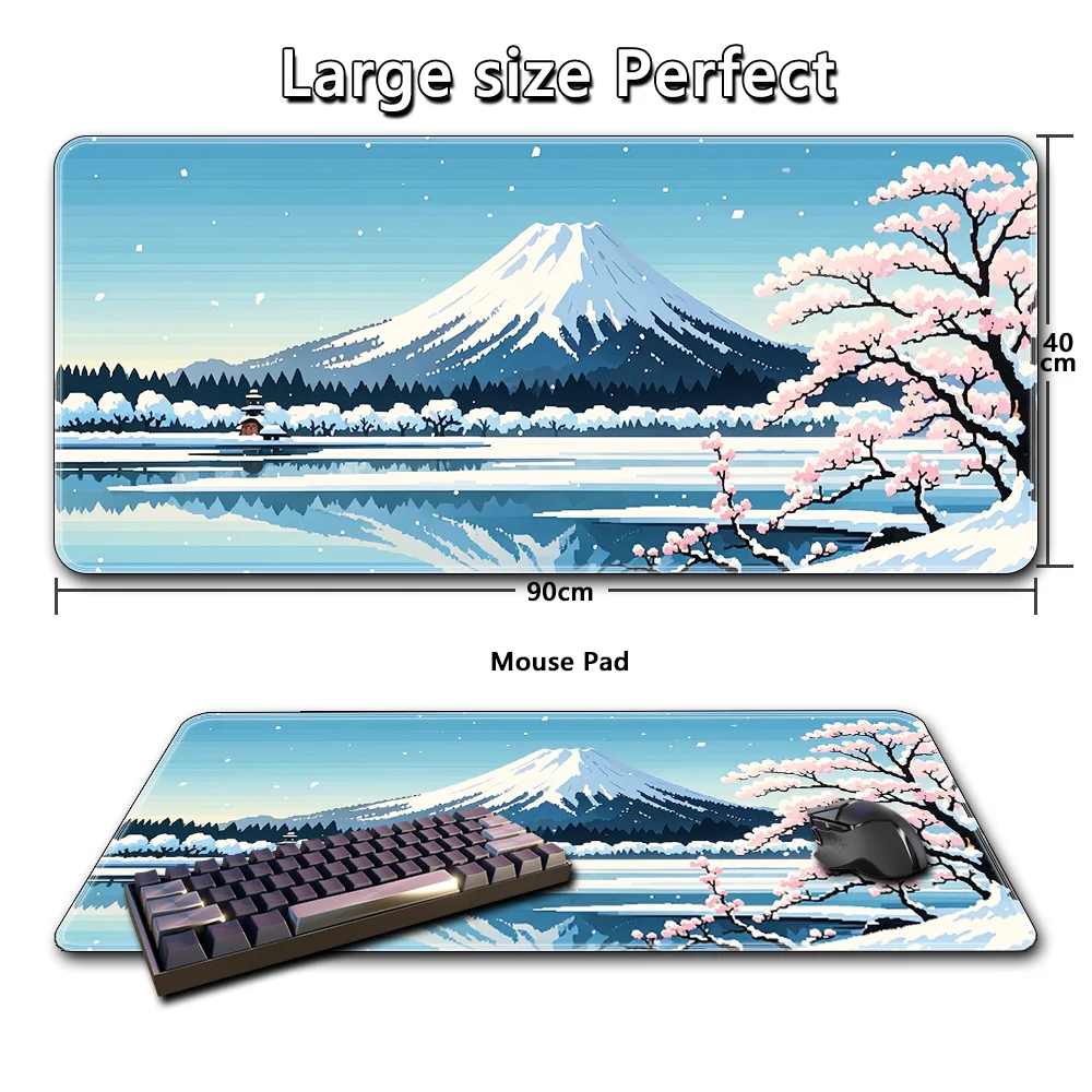 Aesthetic pixel style Japanese style Mount Fuji pattern computer keyboard tablet mouse pad computer desk pad rubber