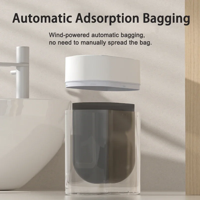 9L Sensor Trash Can with Lid Trash Bin Two-way Narrow Slit Toilet Garbage Bin Kitchen Automatic Bagging Adsorption Wastebasket