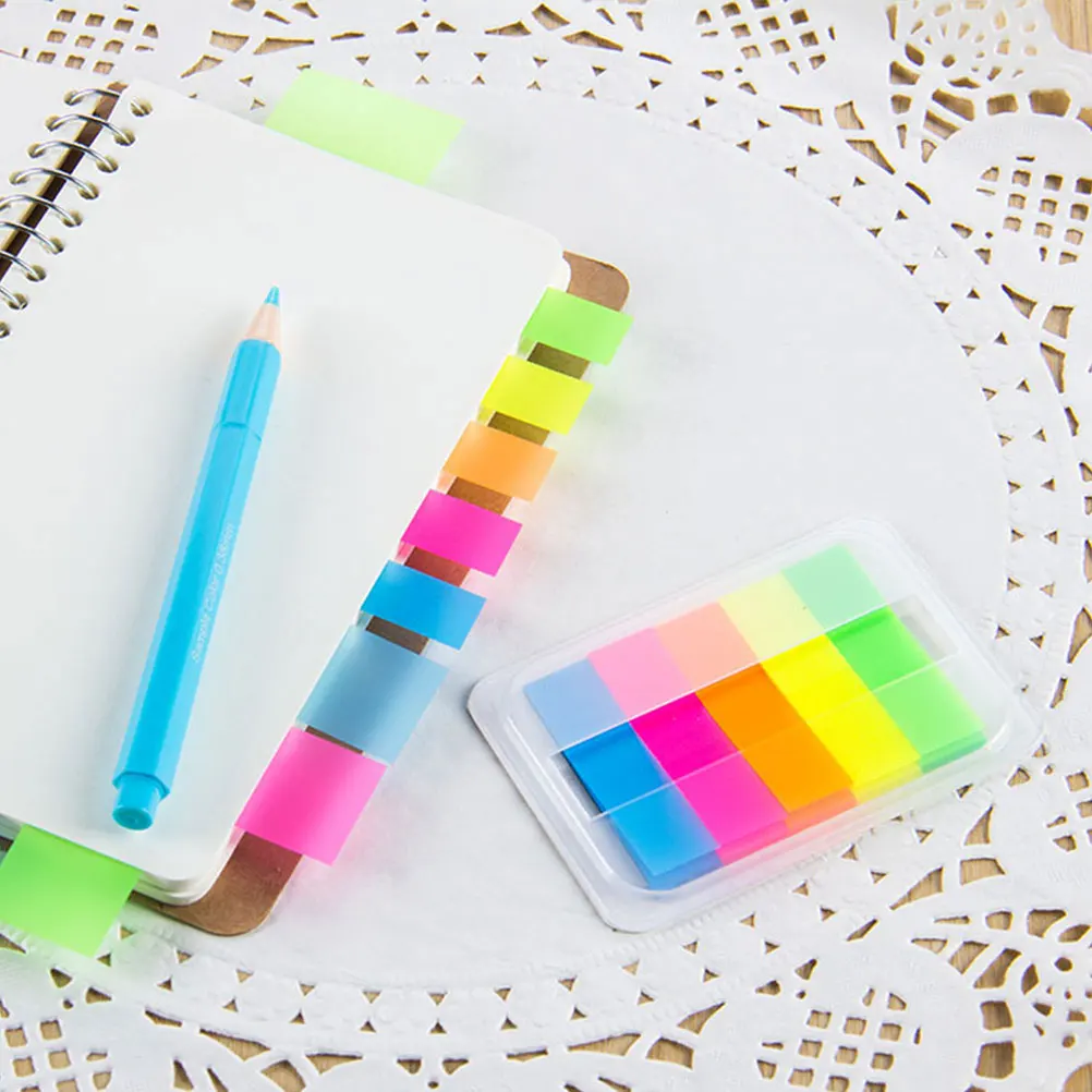 

3 Packs Fluorescent Neon Tabs Tearable PET Page Markers Removable for Books Documents Colorful Bookmarks