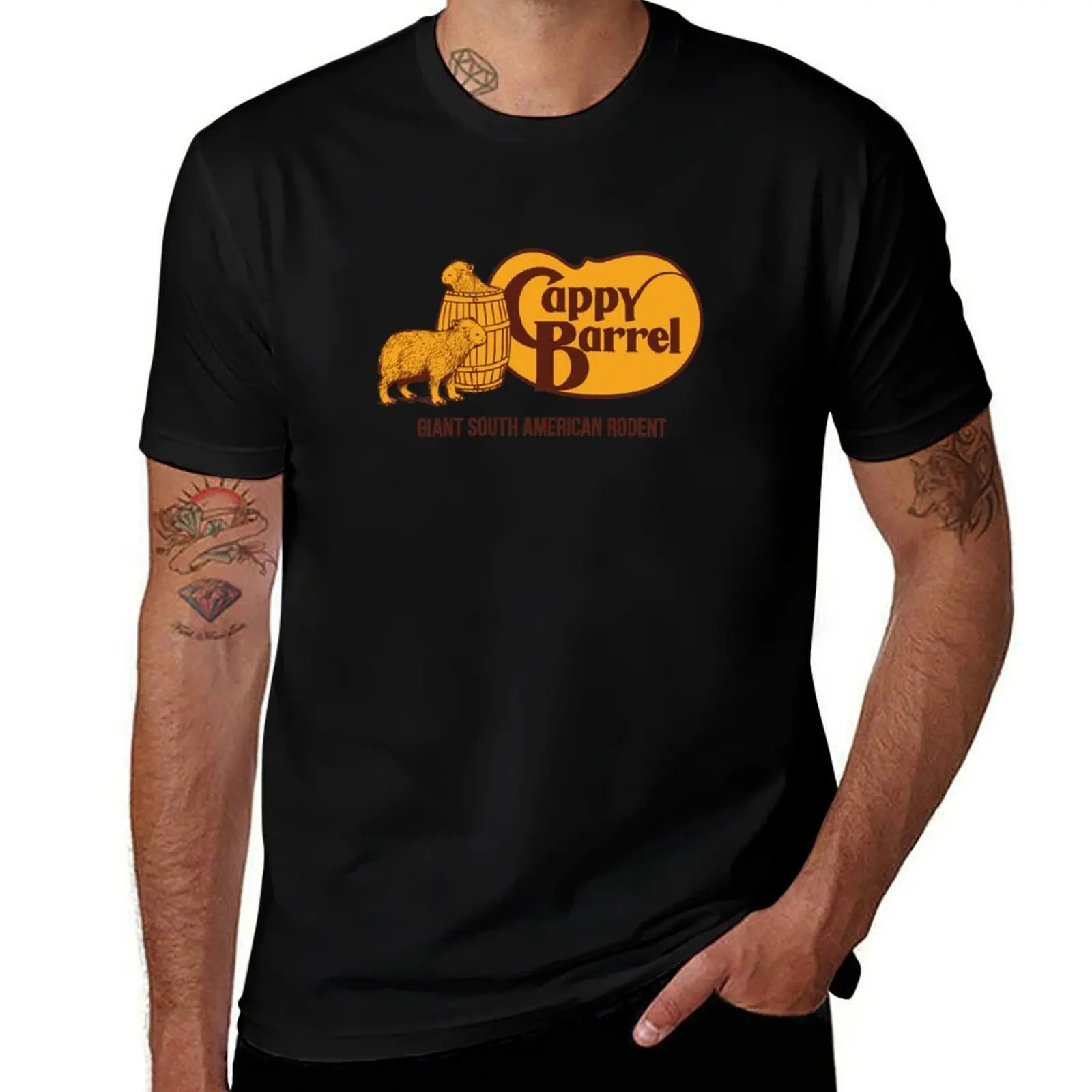

Cappy Barrel; capybara country store logo T-Shirt t shirts for man graphic vintage cotton t shirt man T-Shirt