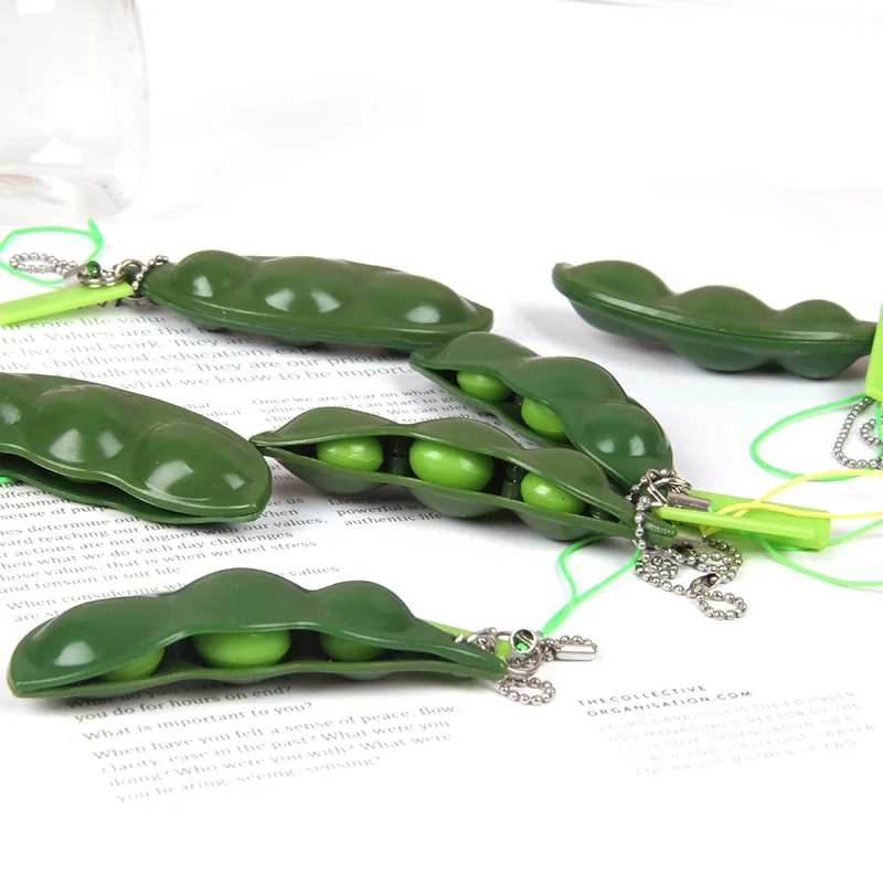 6PCS Funny Edamame Peanut Keychain Stress Relief Toys for Kids Birthday Party Favors Classroom Prizes Adult Gifts Goodie Fillers