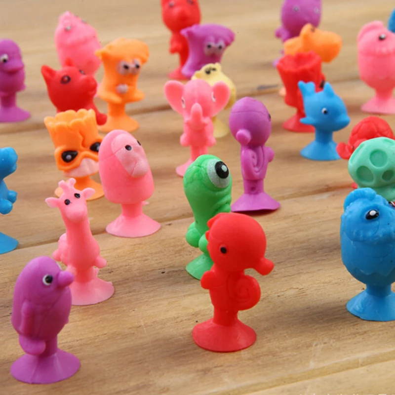 40pcs/lot Mini Sucker Dolls Marine Land Strange Animal Cupule Suckers kids Action Toy Capsule Model Suction Cup Puppets