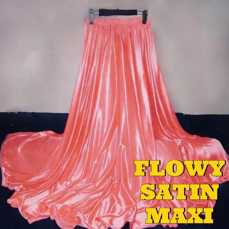 Ultra-Seidig Weiches Luxuriöses Satin-Maxi-Nachthemd für Damen, Bodenlange Schlafkleidung, Loungewear, Elegante Casual-Robe mit Schwingrock