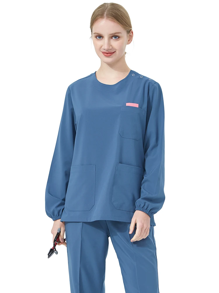 Cheap Medical Uniforms Stretch Quick Dry Nursing Scrubs for Vet Doctor Surgical Set Aesthetic Dentist Beautician Outfit S02