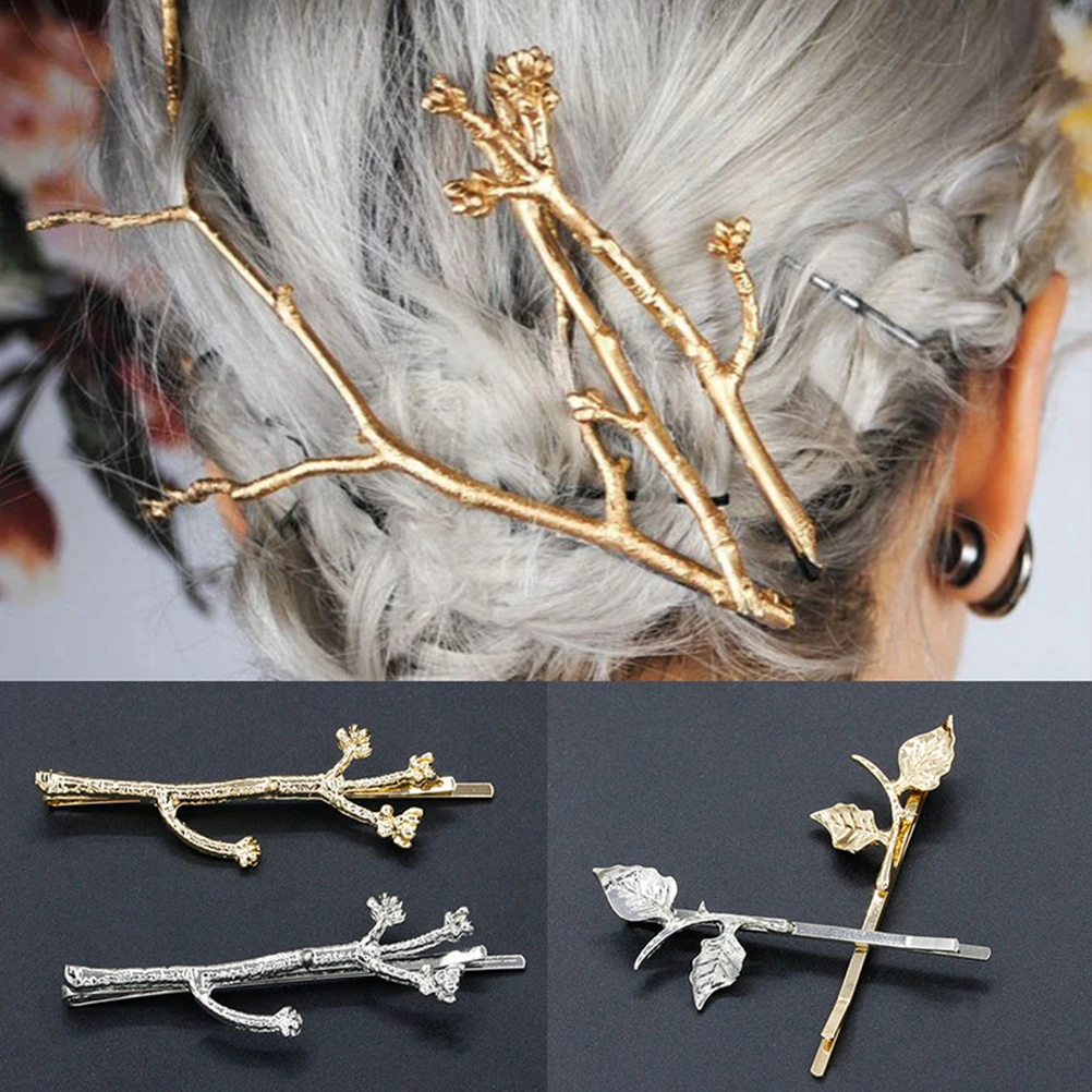 

6pcs Metal Hair Clips Women Fashion Decorative Pins Branch Shaped Hairpin Girl Sturdy Perfect for Prom Party Gifts