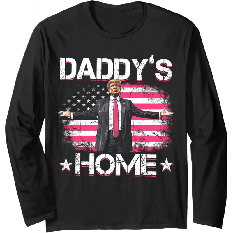 Trump 2024 Dad's Family Funny Pink Long Sleeve T-shirt