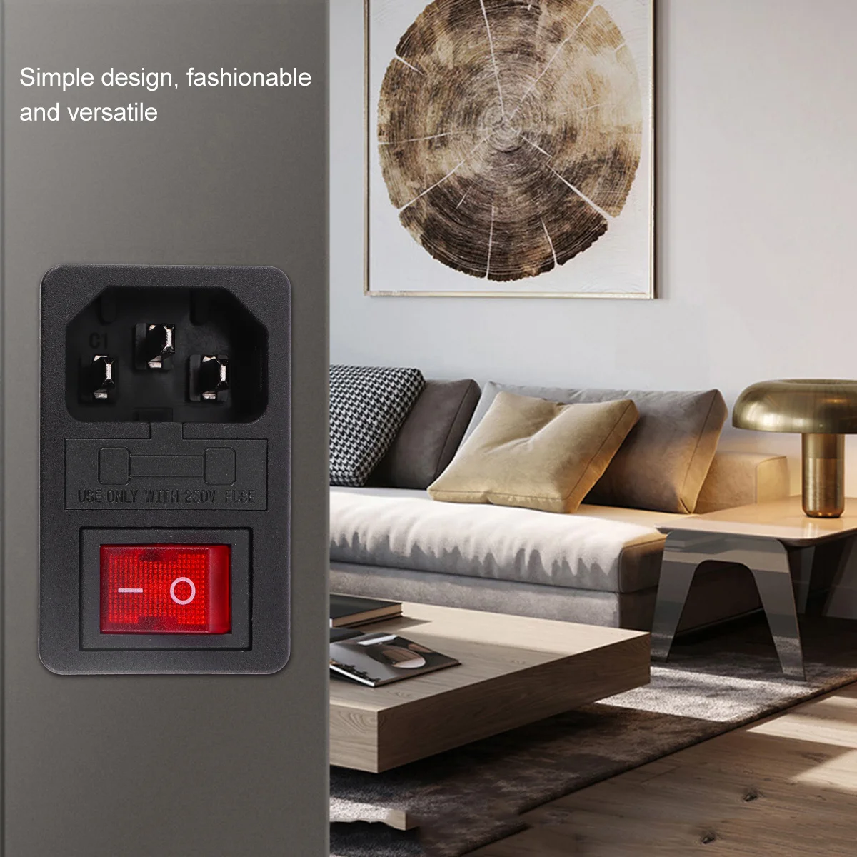 

3P Ac Power Inlet 10A 250V with Fuse Holder Rocker Switch 4 Pin Lighted Outlet for Industrial Equipment Desktop Computer Neon