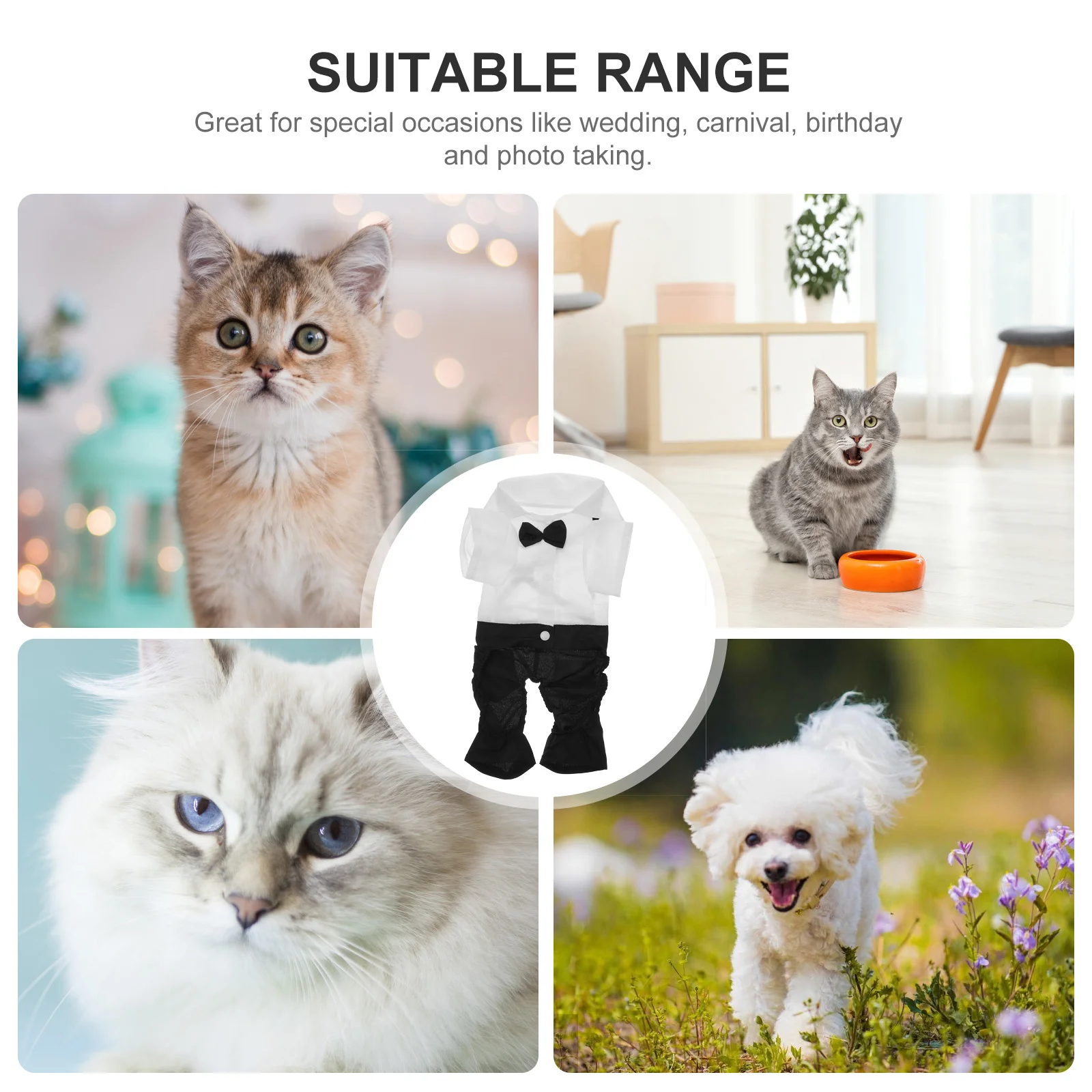 

1Set Pet Cat Clothes Dog Tuxedo Breathable Comfortable Adjustable Design Formal Dog Attire for Wedding Party Suit Outdoor