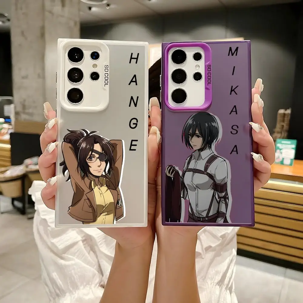 日本のアニメ「進撃の巨人」のスマホケース、Samsung Galaxy S25 Edge、S24、S23、S22、S21、S20 Ultra対応、シリコン製シルバーカバー