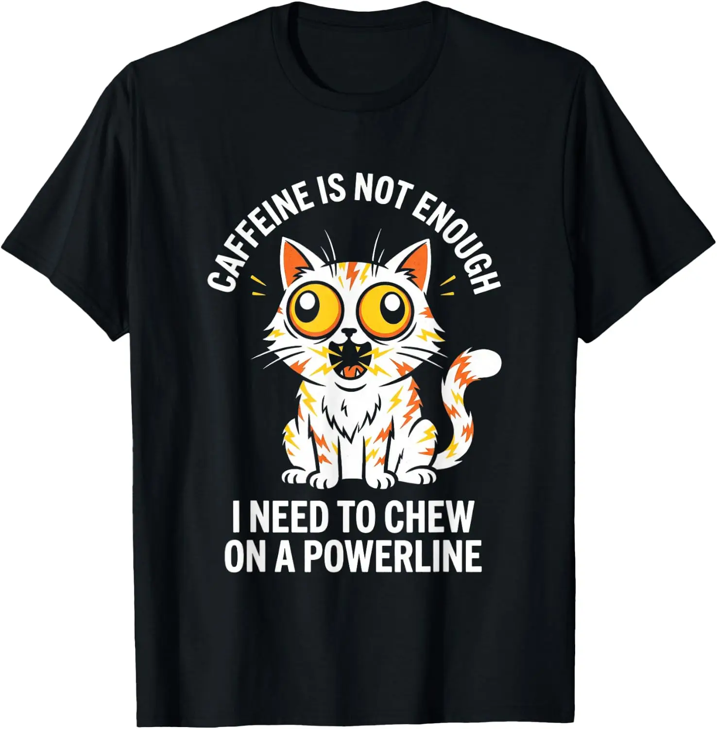 Coffee Cat Caffeine Low Battery Fun T-Shirt
