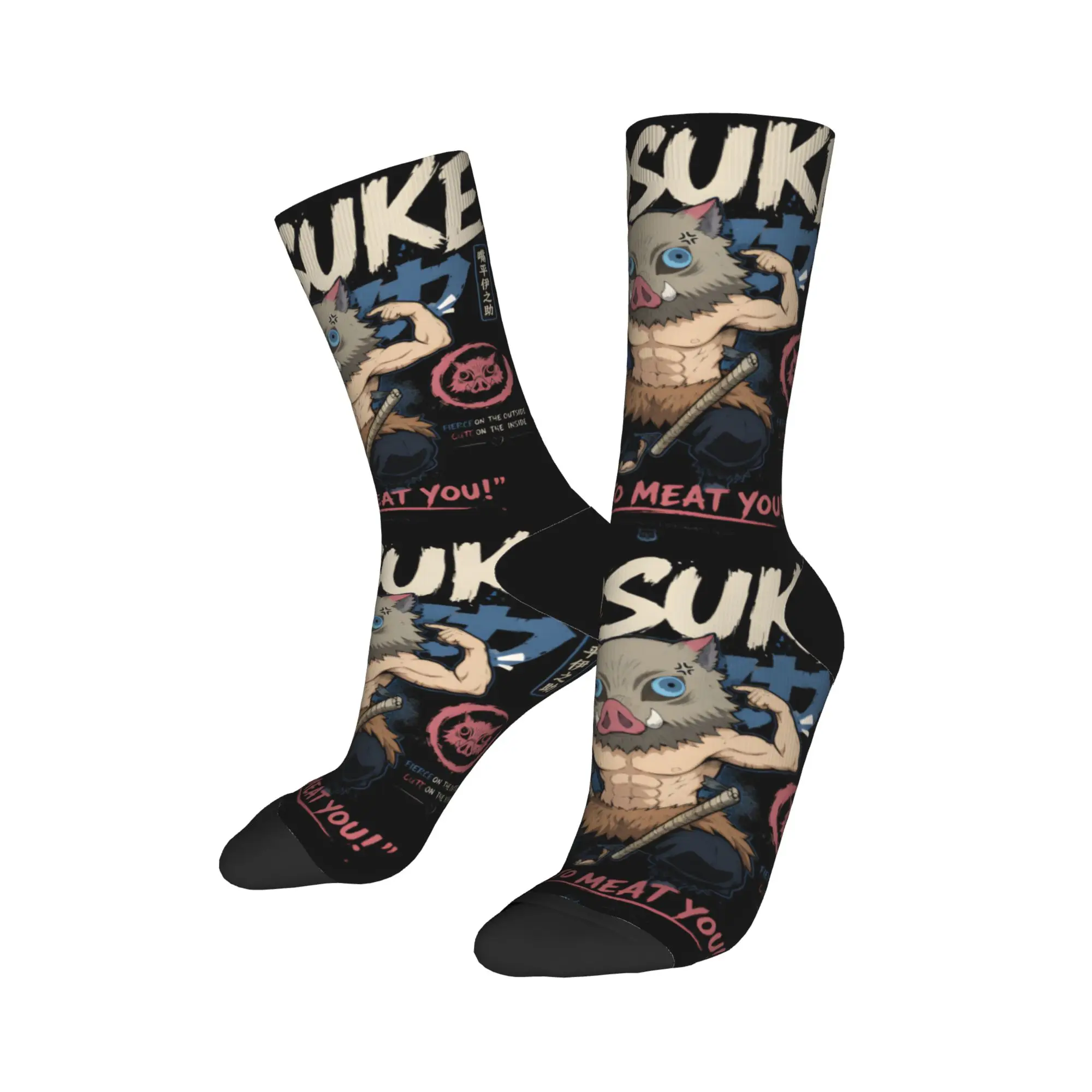 Men's Socks Inosuke  Demon Slayered Stockings Winter Trendy Warm Soft Socks Design Climbing Non-Slip Socks