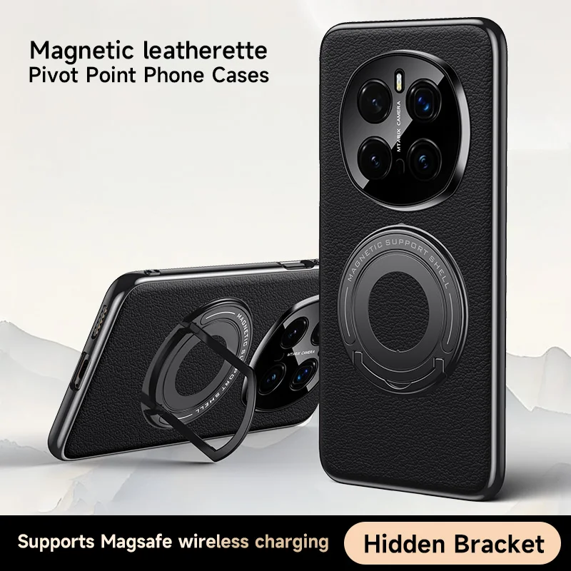 

Luxury Electroplated Leather Msagsfe Magnetic Hidden Push-pull Bracket Phone Case, For Honor Magic 6 7 Pro Protective Back Cover