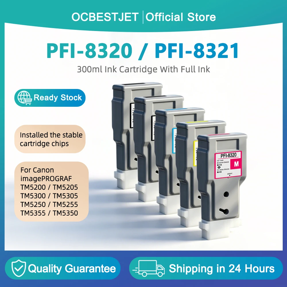 

For Canon PFI-8320 PFI-8321 Full Ink Cartridge With Ink For Canon TM5200 TM5205 TM5300 TM5305 TM5250 TM5255 TM5355 TM5350 300ML