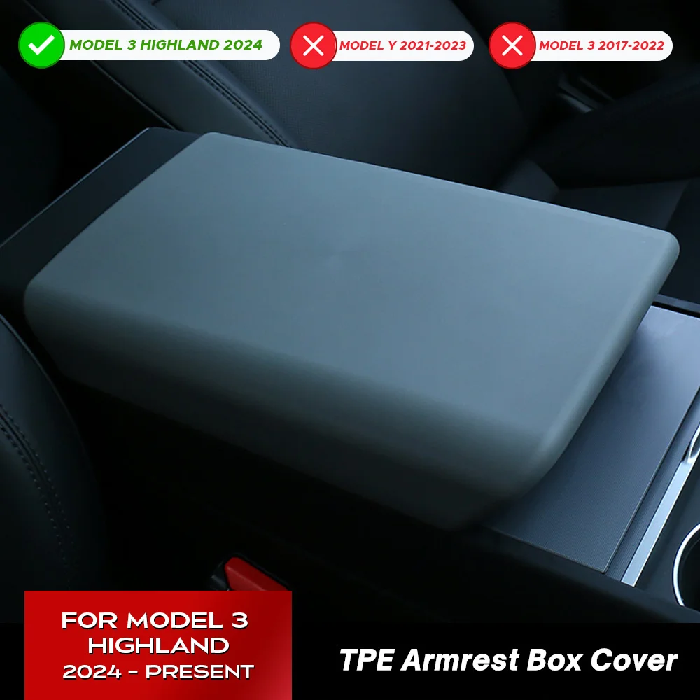 

for Tesla Model 3 Highland 2024 TPE Soft Case Car Center Console Arm Rest Lid Auto Central Armrest Box Pad Cover Accessories