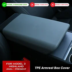 Funda blanda para Tesla modelo 3 Highland 2024 TPE, consola Central de coche, tapa de reposabrazos, caja de reposabrazos Central automática, accesorios de cubierta