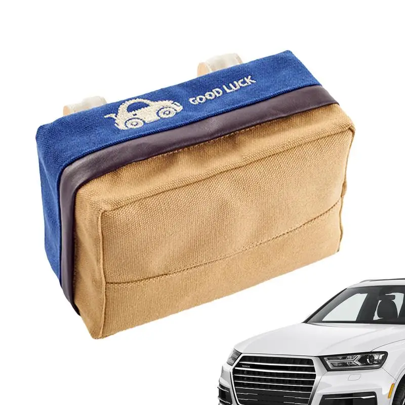 Car Seatback Tissue Box Canvas Hunging Supplies Backseat Car Napkin Holder Wipes Dispenser For Cars Suvs Offices Rvs Trucks