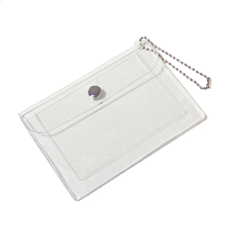 1PCS Transparent PVC Coin Purse With Keyring For Girls Cute Small Wallet ID Card Holder Business Card Purse