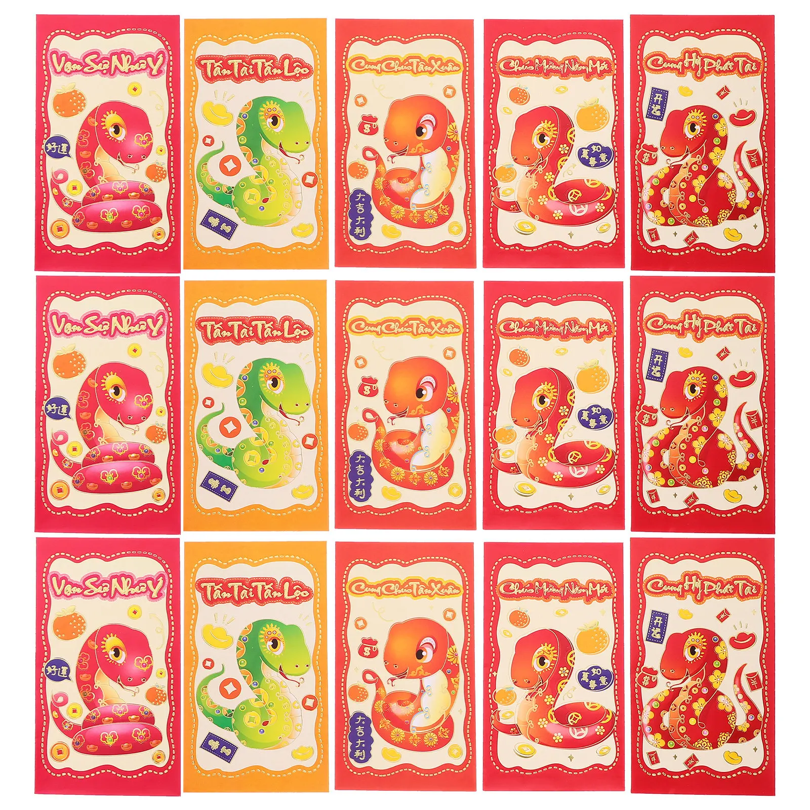 

30Pcs Red Envelopes Year of Snake Cartoon Lunar New Year 2025 Lucky Money Packets Vietnamese Style Spring Festival Hong Bao