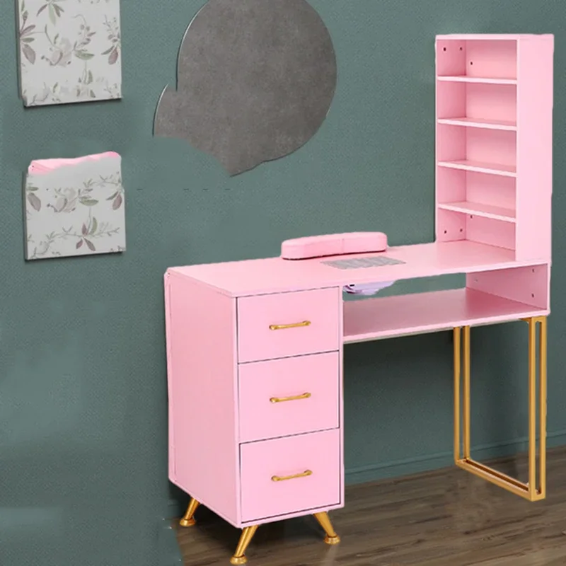 

Desk Beauty Cosmetic Studio Desk Professional Golden Nail Table Manicure Aesthetic Salon Equipment Mesa Manicura Profesional