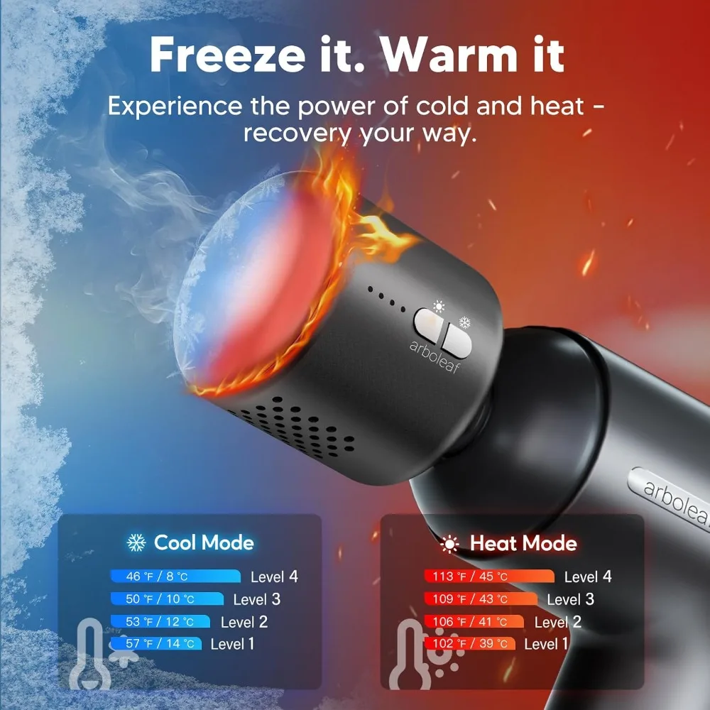 Thermacool Massage Gun with Heat & Cold, 6 Speeds Deep Tissue Percussion, Portable Case, Muscle Relief for Home Gym Office view 2