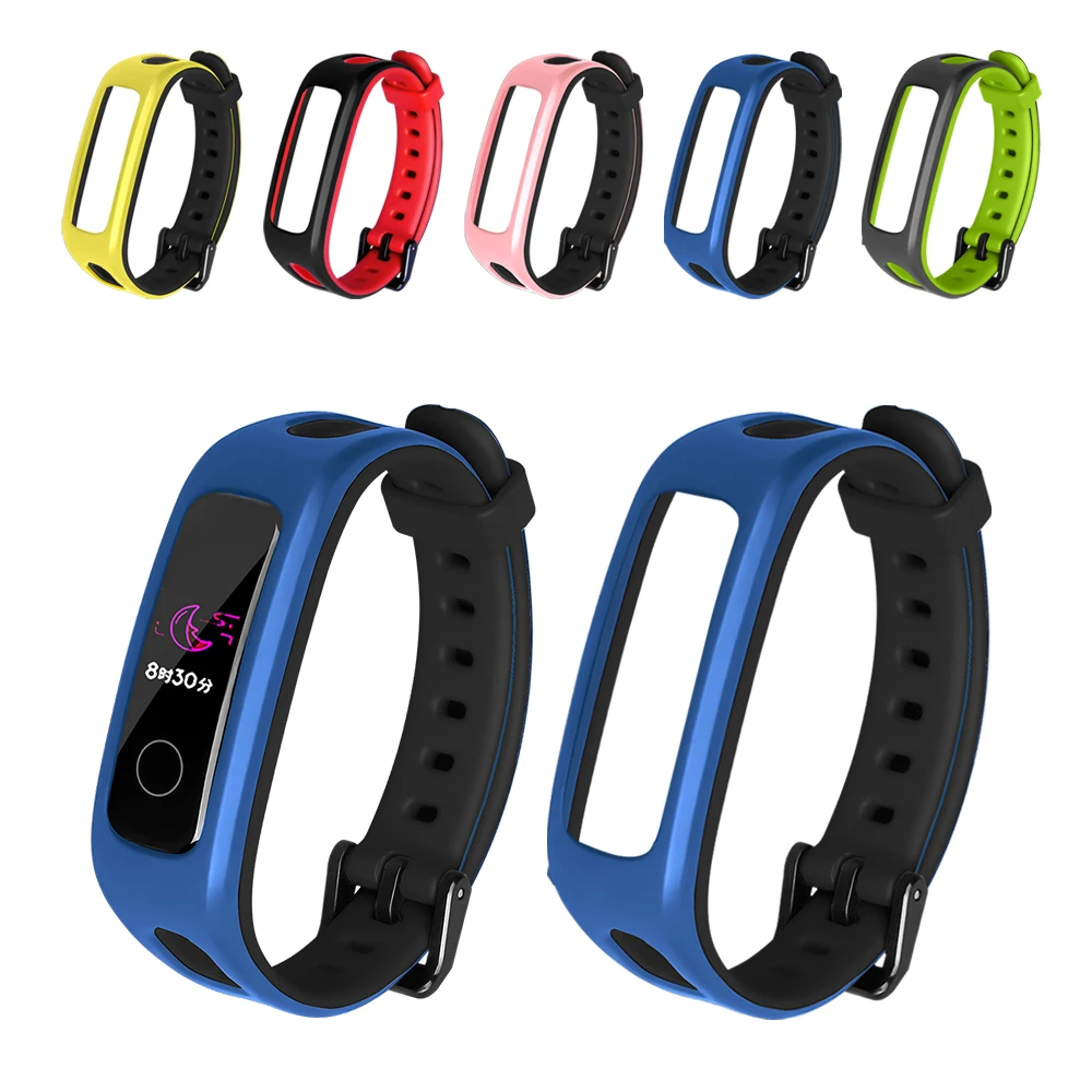 Pulseira de silicone macio para relógio inteligente, pulseira colorida para huawei band 4e 3e honra banda 4 running