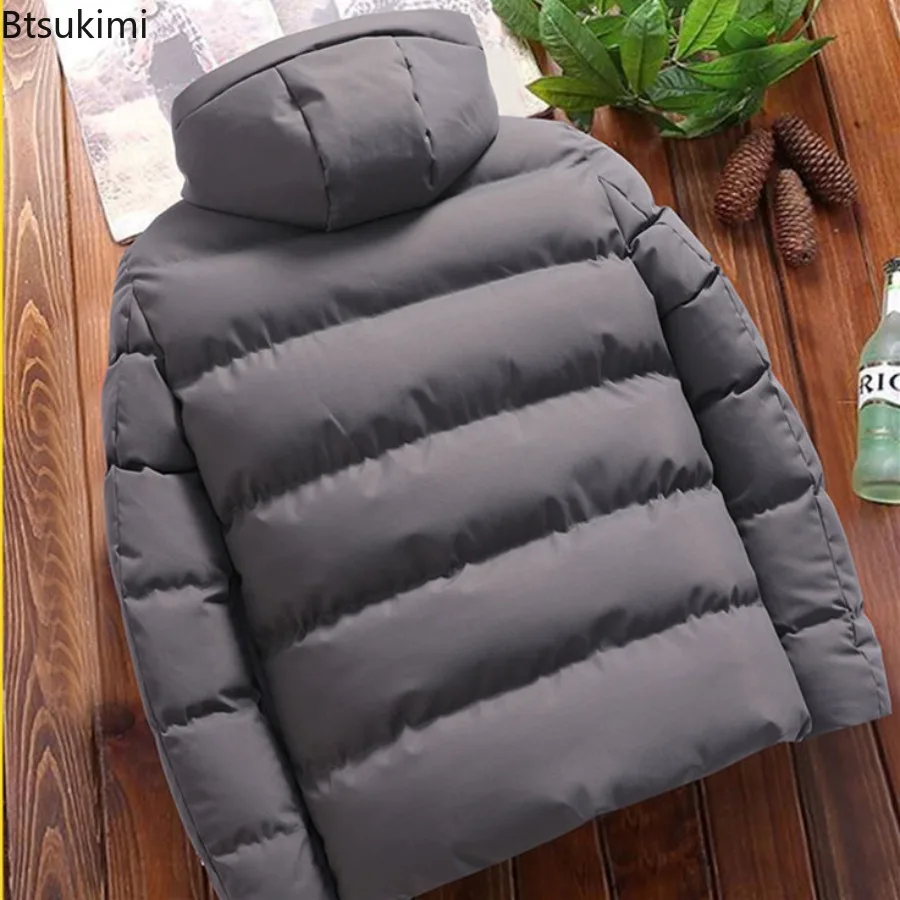 Men's Hooded Long Sleeve Zipper Parkas Cardigan Loose Fit Casual Solid Thick Winter Pockets Spliced Drawstring Patchwork Male