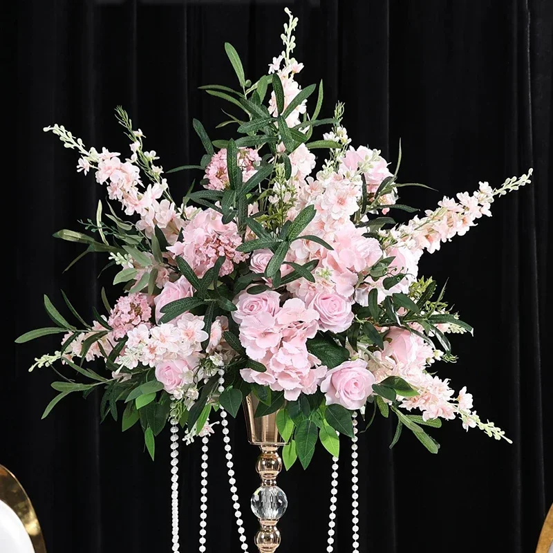Weiße Rose, Calla-Lilie, Orchidee, grüne Hortensie, Tischdekoration, künstliches Blumenarrangement, Hochzeitsbankett-Tisch, Blumendekoration – Detail 2