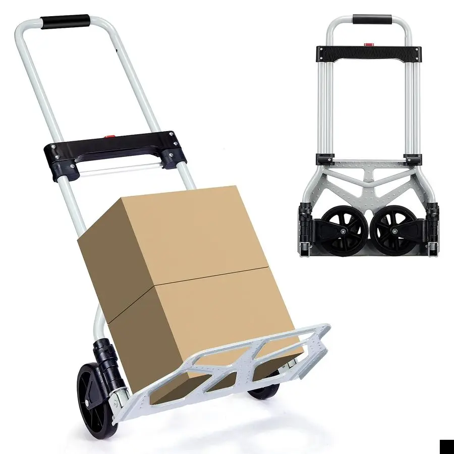 

Hand Truck Dolly Cart Portable Foldable Aluminum Luggage Cart Trolley Cart Black Load 260 lbs, with Black Bungee Cord, Telescopi